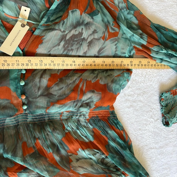 Anthropologie Marius Teal and Orange Patterned Dress Boho New W/Tags MSRP $200 - Picture 10 of 13